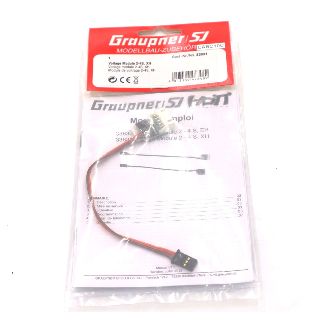 Voltage Module 2-4S XH - HoTT Telemetrie, Best.-Nr. 33631. Präzise Spannungsmessung für RC-Modelle und Drohnen. Kompatibel mit Graupner-Systemen. Jetzt kaufen! Hochpräzises Spannungsmodul
Einfach zu integrieren in Graupner HoTT-Systeme
Langlebiges Modul für zuverlässige Spannungsüberwachung
